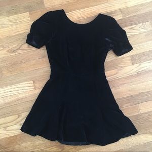 Reformation Black velvet Mini Dress with sleeves